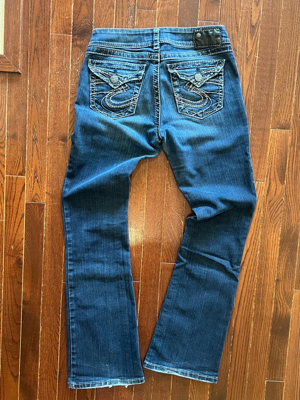 Silver Jeans Suki Surplus Dark Wash Bootcut Flare Flap Pocket Jeans Y2K W28